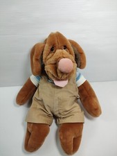 Ganzbros Vtg Wrinkles the Dog Plush 17"Hand Puppet overalls tag 1981