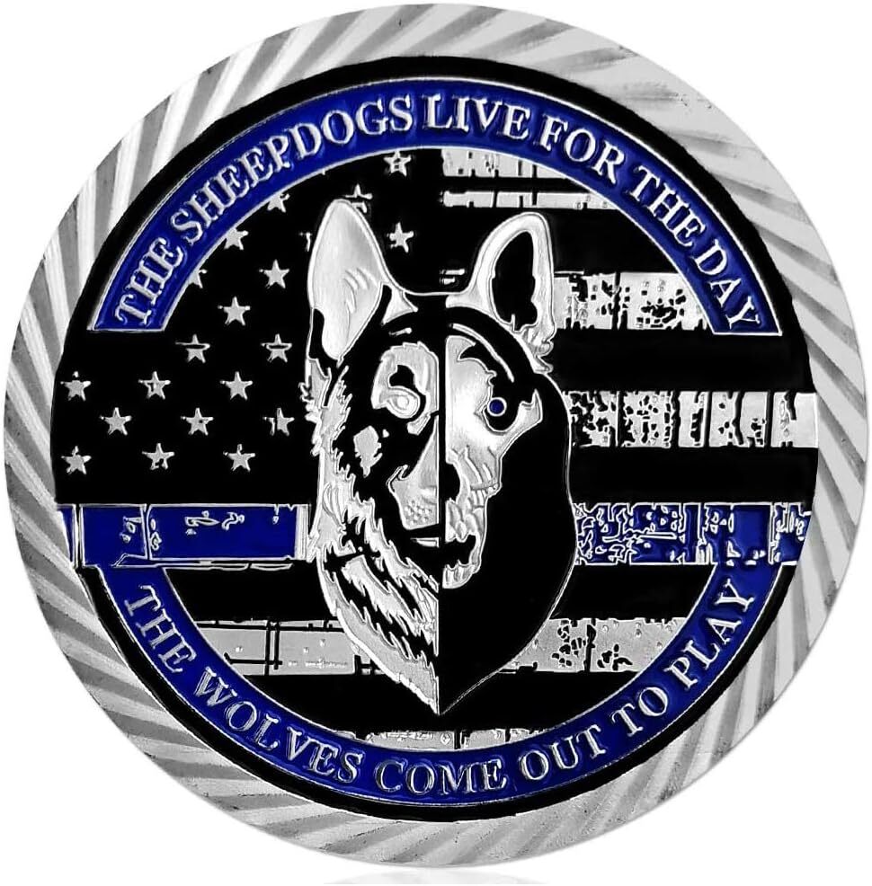 Police Dog K9 Challenge Coin Thin Blue Line Police Canine Prayer Coin Gifts Men