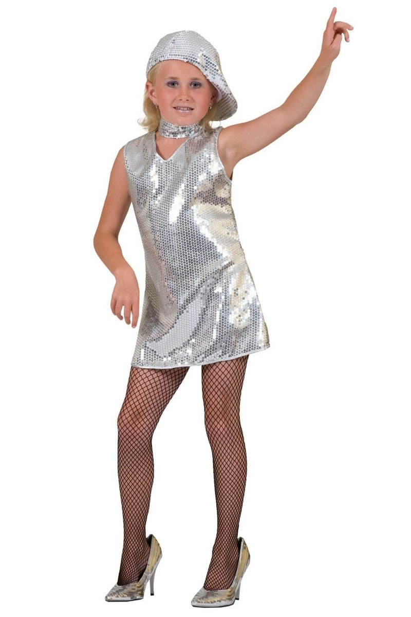 Girl's Silver Disco Dress Costume