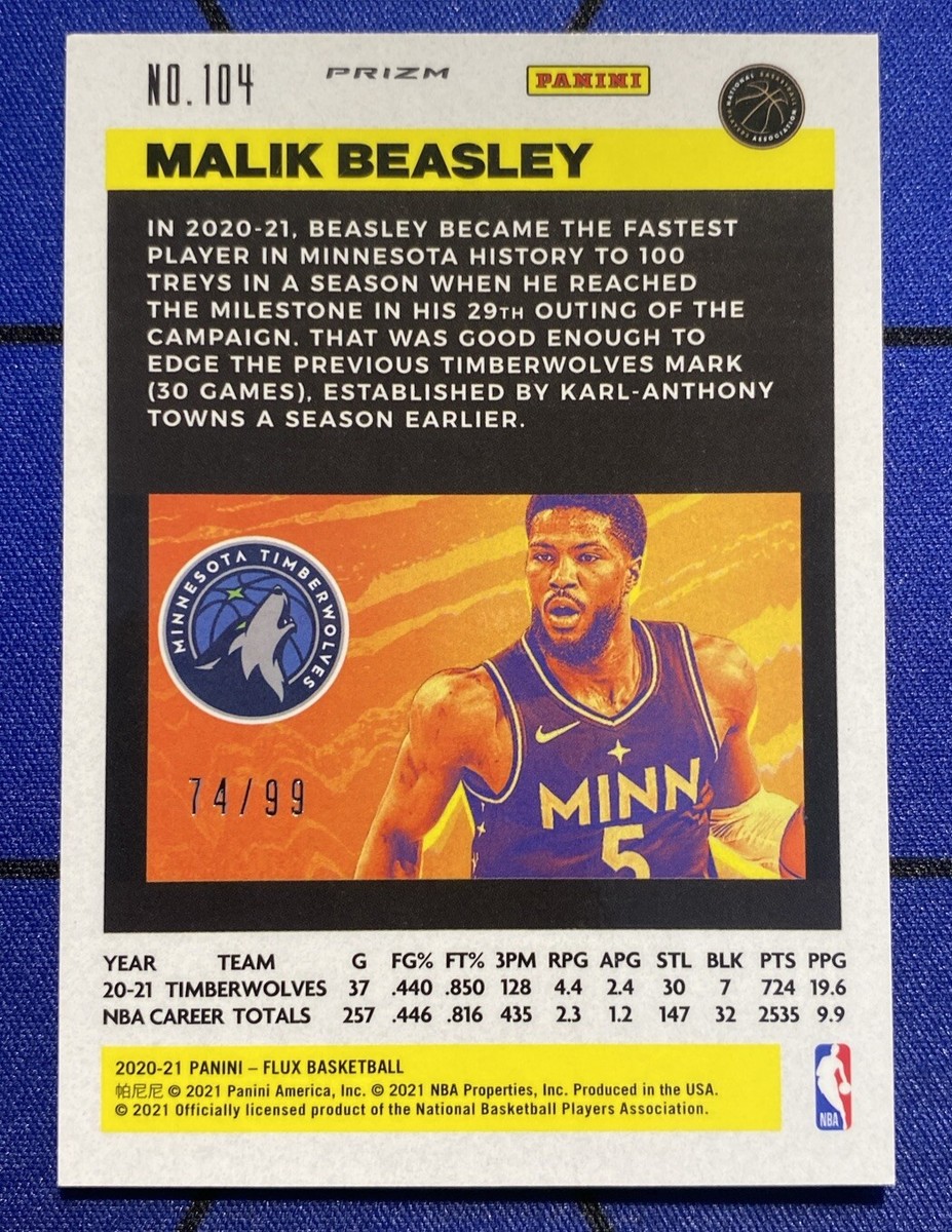 Malik Beasley 2020-21 Panini Flux #104 Mojo Blue /99 Minnesota