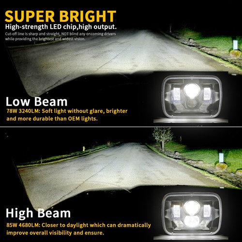 2x 5X7" 7x6inch Black LED DRL Headlights Turn Signal For Ford F-150 F-250 F-350 - Foto 4 di 13