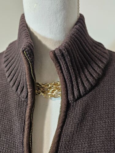 Lauren Ralph Lauren Womens Brown Cardigan Knit Zip Up Pockets Sweater 2X - Picture 3 of 6