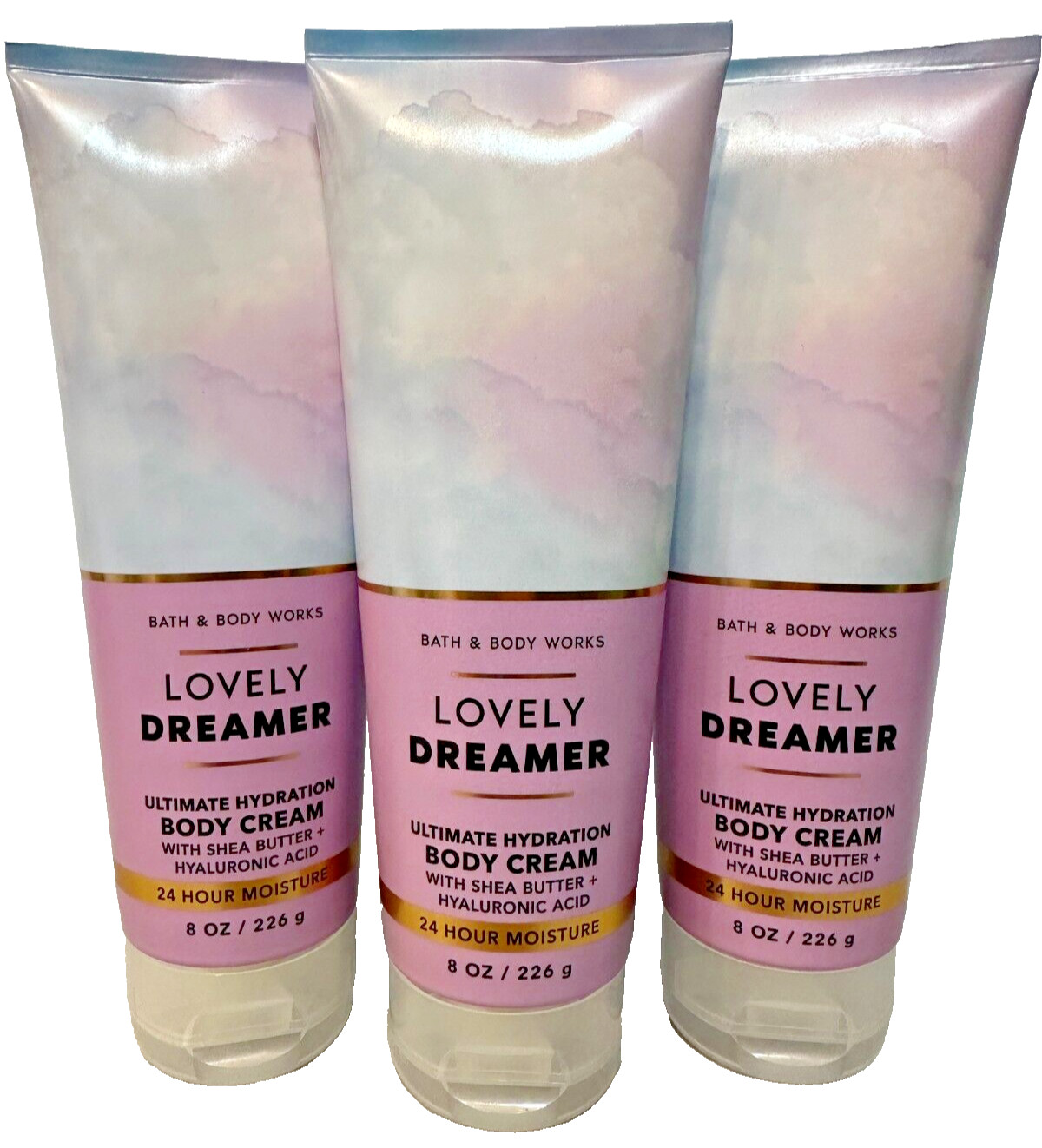 Bath & Body Works LOT of 3 Tubes Lovely Dreamer Hydrating Body Cream Lotion 8 oz