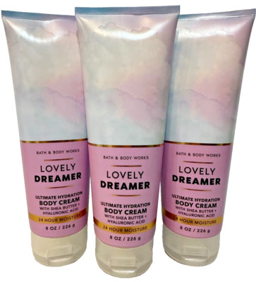 NEW Bath & Body Works LOT of 3 Tubes Lovely Dreamer Body Cream Lotion 8 oz