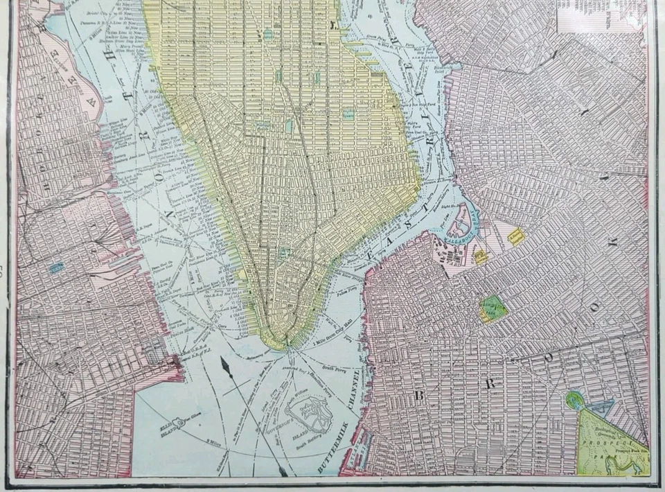 Mapa de colección de la ciudad de Nueva York de 1907 14"x22" ~ Antiguo Antiguo Original MANHATTAN NYC Foto 4 de 4
