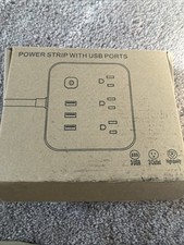 3 Plug USB Power Strip Surge Protector 3ft