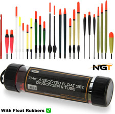 NGT 24pc Assorted Float Set With Rubbers & Disgorgers Carp coarse Fishing Tackle