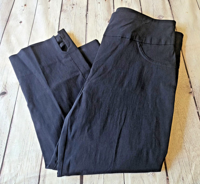 Ruby Rd. Navy Blue Stretch Crop Capri Pants Womens Size 8 Calf Detail Slimming