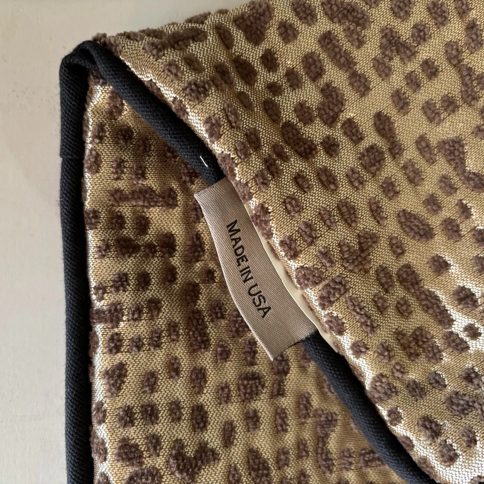 Throw 2 Pillow COVERS Lux 18" Modern Square Gold Brown Black Trim American Mills - Image 4 of 4