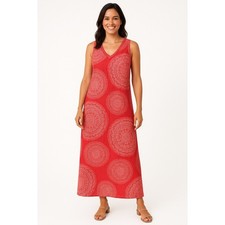 Tommy Bahama Womens Linen Sleeveless Maxi Dress Red Mandala Print Size Small