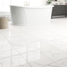 40-Pack Peel and Stick Floor Tiles Vinyl 12x12 Inch, Polish White Marble