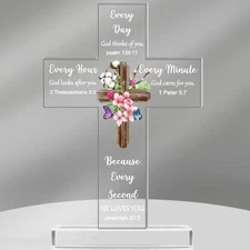 Chunful Christian Gifts for Women Men Acrylic Standing Cross Religious Inspirati