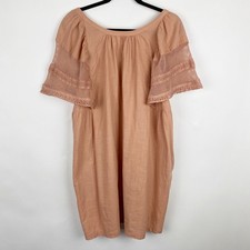Old Navy Women's Dusty Pink Lace Sleeve Gauze Midi Shift Dress Size Medium