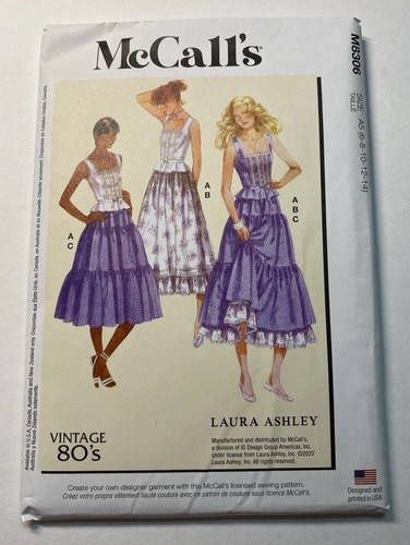 M8306 UNCUT ‘McCalls’ SEWING Pattern - ‘Misses 80s Style Top & Skirts’