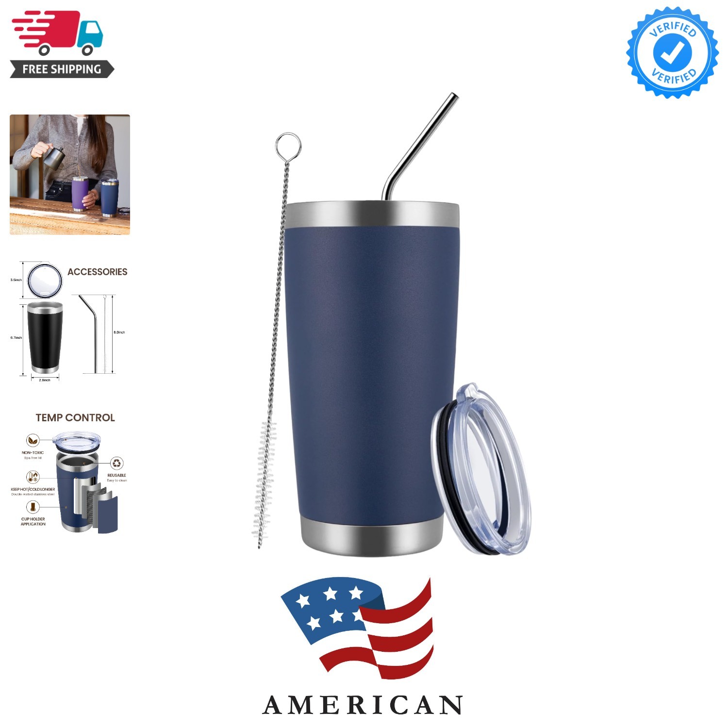 20oz Tumbler Cup Double Wall Vacuum Insulated Travel Mug Bulk, Stainless Stee...