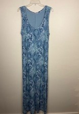 Fresh Produce Women's Blue Print Scoop Neck Sleeveless Maxi Dress Size XXL
