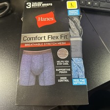 Hanes Boxer Briefs Comfort Flex Mesh 3 Pack New Size Large Odor Control Cool