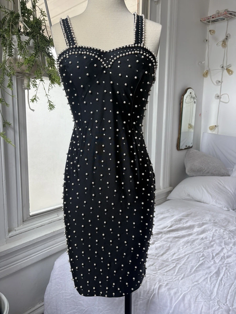 retro 70s cocktail dress Elenzga Women's 70s Retro Black Sequin Night Out Party Dress,French Luxury Elegant Party & Work Autumn Round Neck Waist Cinched Draped Pleated Long Sleeve