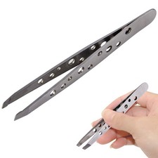 Eyelash Extension Eyebrow Tweezers Clip Slant Tip Stainless Steel Hair Removal