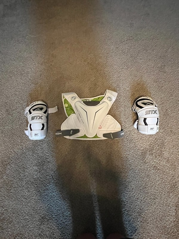 STX Lacrosse elbow pads and Maverick large chest pad