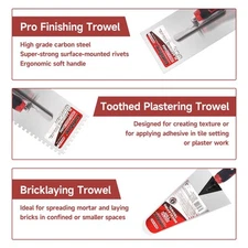 Concrete & Trowel Masonry Bricklaying Tools Flat & Notched & 7"/9" Brick Trowels