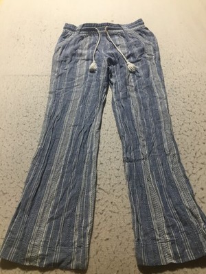 Jolt Bloomer Pants Womens M Medium Blue White Striped Pockets Elastic Waist