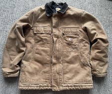 Carhartt Jacket Youth Sz L Distressed Brown Full Zip Long Sleeve YYCB 28