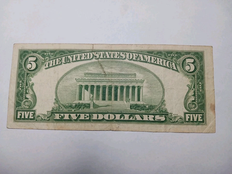 1950 Green Seal $5.00 Dollar  Federal Reserve Note FRN Kansas City  - Image 2 of 4