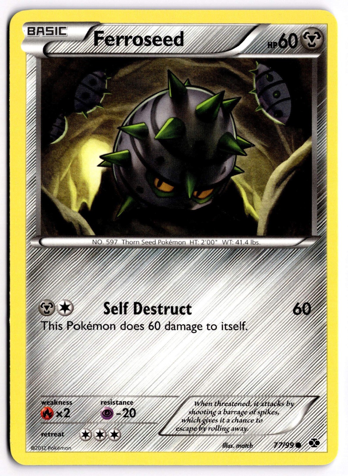 Pokemon TCG Ferroseed 77/99 Next Destinies Common NM