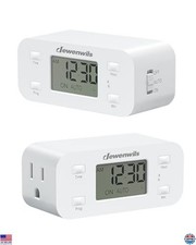 24-Hour Programmable Digital Timer Outlet, 2-Pack for Lamps, Fans, Aquariums