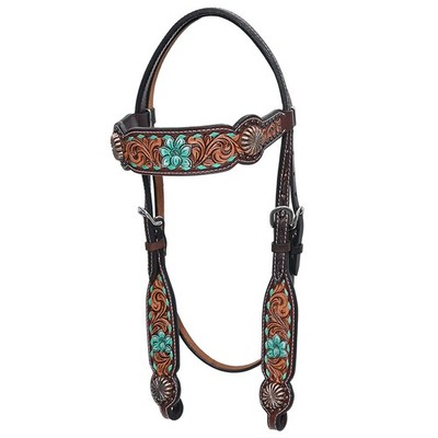 Hilason Western Horse Headstall American Leather Floral