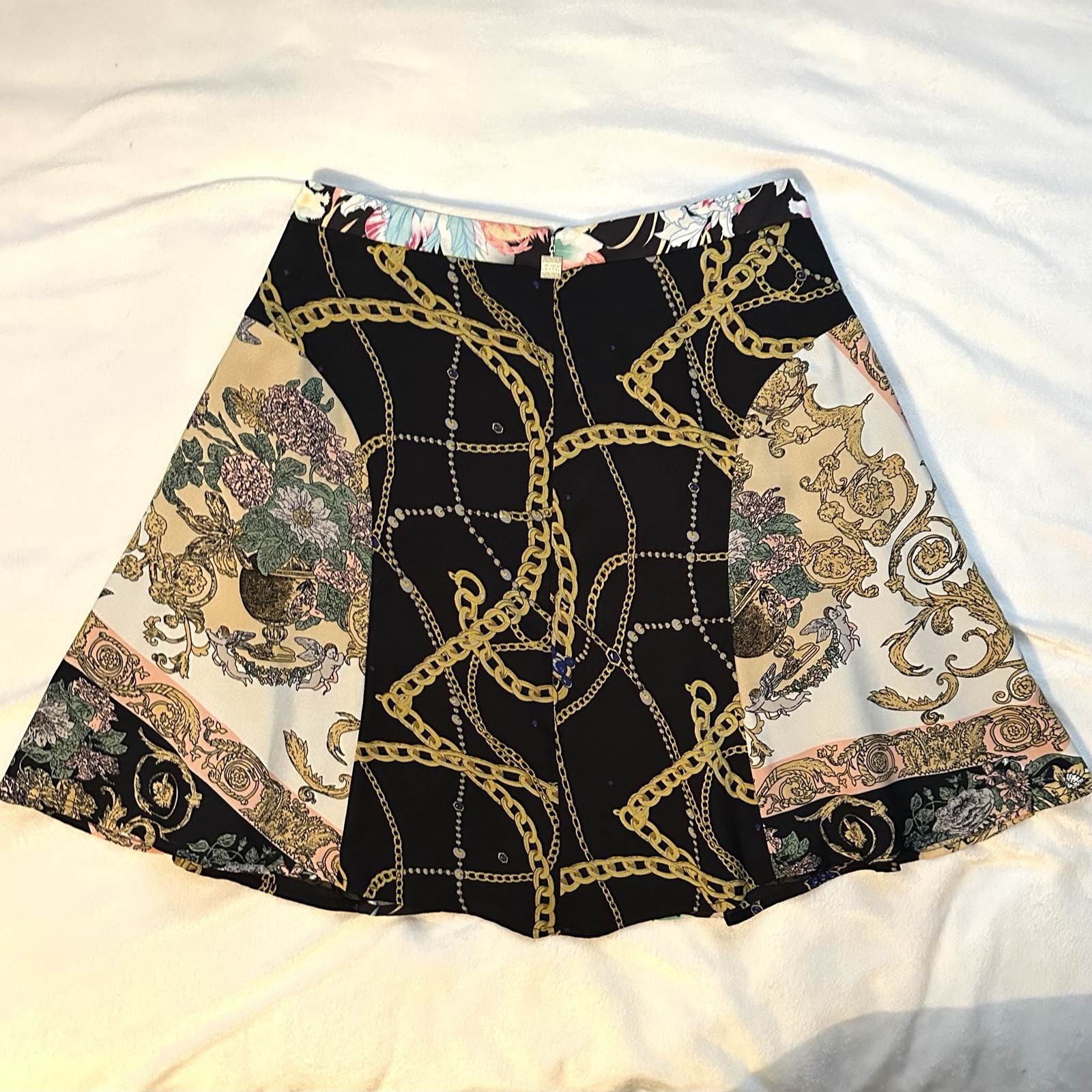 Silvian Heach Patchwork Pattern Flare Mini Skirt … - image 3