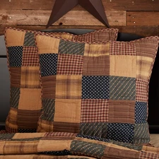 Primitive Euro Sham Red Patchwork Patriotic Cotton Hand Bedroom Decor VHC Brands