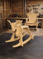 Wooden Bull Rocker! Hand Crafted From Wood Made In USA