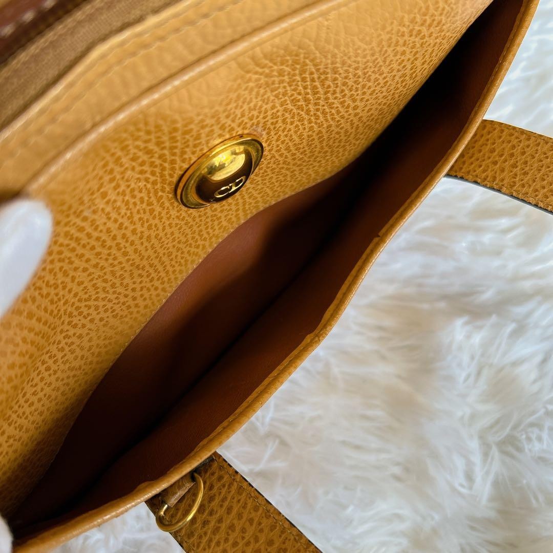 Dior Christian Dior Leather 2Way Shoulder Bag Camel Metal Fittings Used thumbnail 12