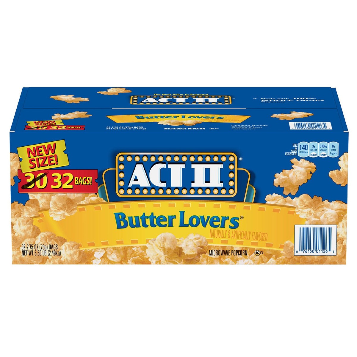 ACT II Butter Lovers Microwave Popcorn, 2.75 Ounce (32 Pack