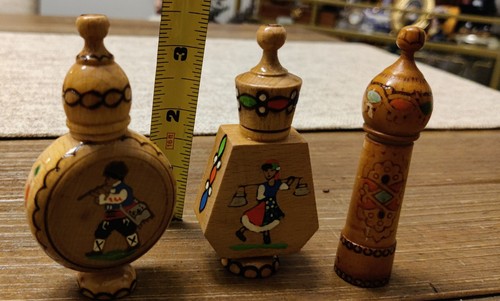 Vintage Bulgaria Wooden Souvenirs - Parfume Bottle Inside