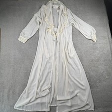 Vintage Victoria Secret Lace Chiffon Robe Ivory Coquette Bridal Gold Label