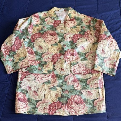 VTG Nordic House Designs NYC Jacket Size L Multicolor Floral Button Grandmacore