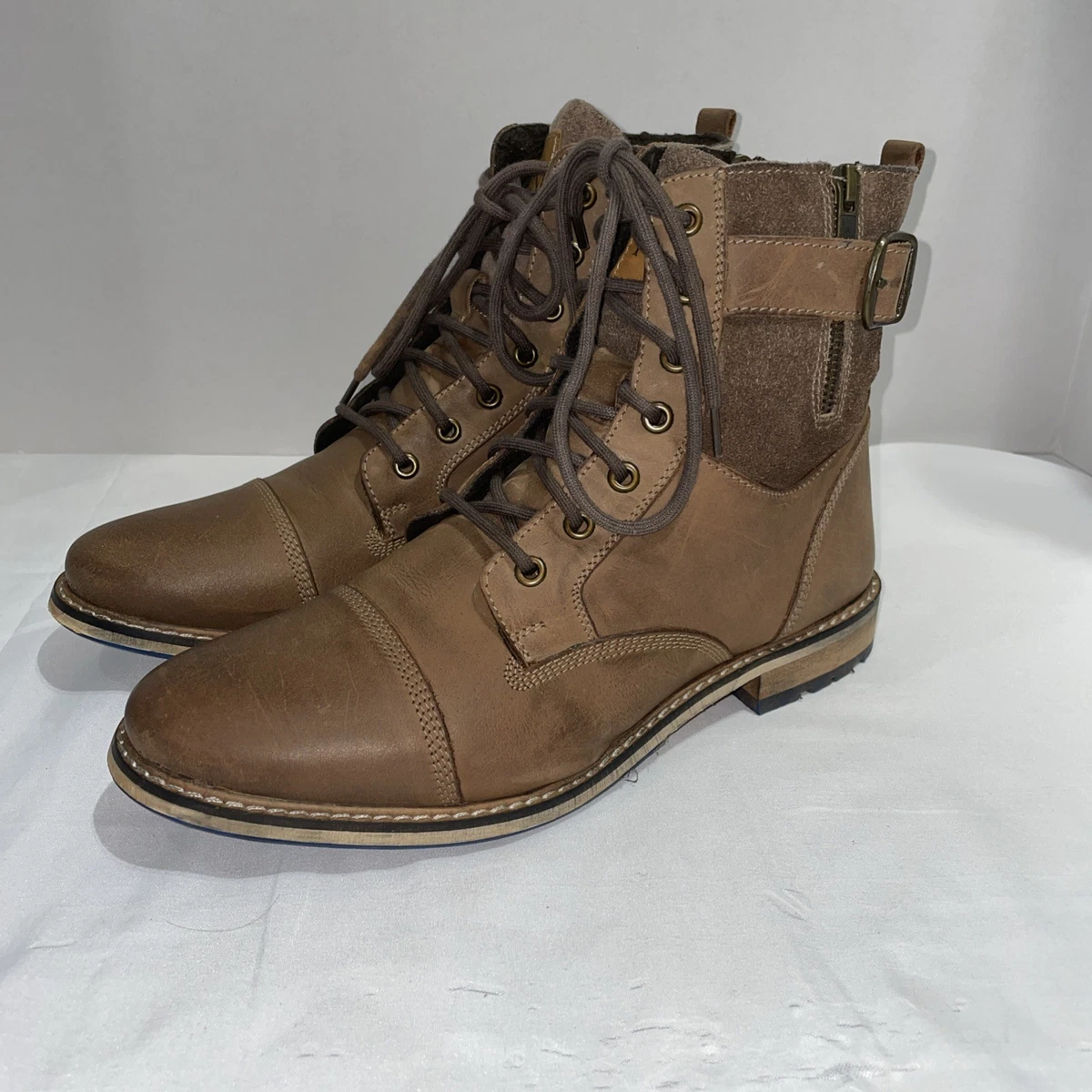 Franco Fortini Dillan Tan/Navy Lace-Up Boot Men\'s Franco Fortini Mens Boots Sz 11 Leather Lace | Mercari main image 2