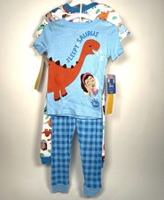 NEW Toddler Boys 4pc Short Sleeve Cotton Snug Fit Ms. Rachel Pajama Set Blue 4T