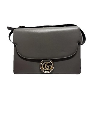 Textured Calfskin Medium Torchon GG Ring Shoulder Bag Grey