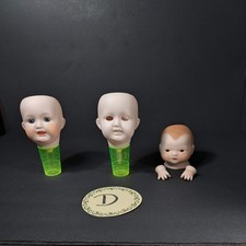 Doll Heads 3 Porcelain Ceramic Vintage Doll Heads Lot D