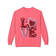 Plush Heart LOVE design sweatshirt  Valentine cozy graphic crewneck