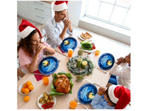 50 Piezas Platos Ovalados Belén Navidad 11", Vajilla Desechable Escena Jesús Foto 2 de 4