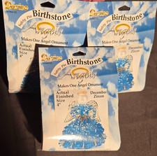 2000 vintage lot of 3 Darice December Birthstone Angels Safety Pin Craft Kit new
