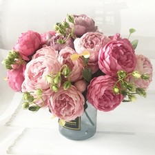 🌸 Künstlicher Pfingstrosenstrauß Rosa Seidenblumen Deko Hochzeit 30cm