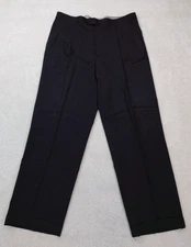 Zanella Pleated Dark Charcoal Dress Pants Wool Black Made in Italy Men's 36x30.5