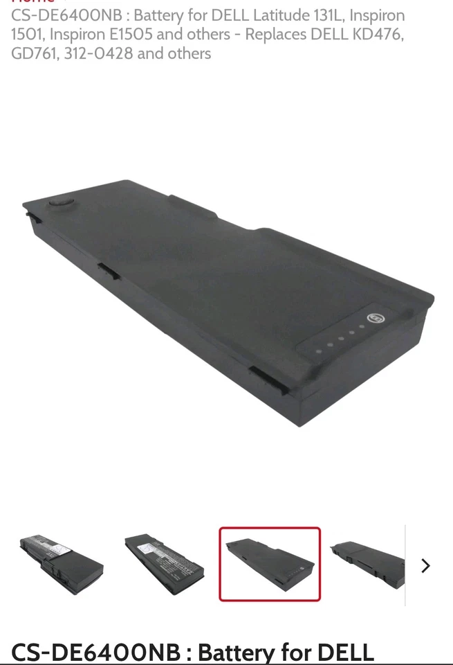 CS-DE6400NB: аккумулятор для DELL Latitude 131 л, Inspiron 1501, Inspiron #E0693 - Изображение 3 из 4