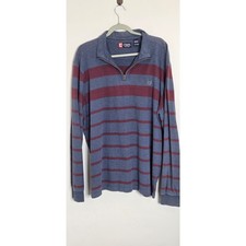 Chaps Long Sleeve 1/4 Zip Pullover Striped Shirt